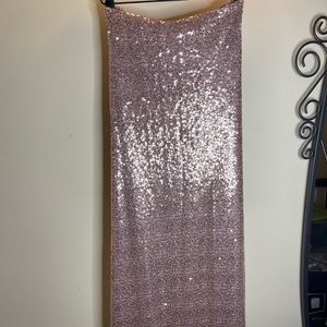 Long Blush Sequined Skirt